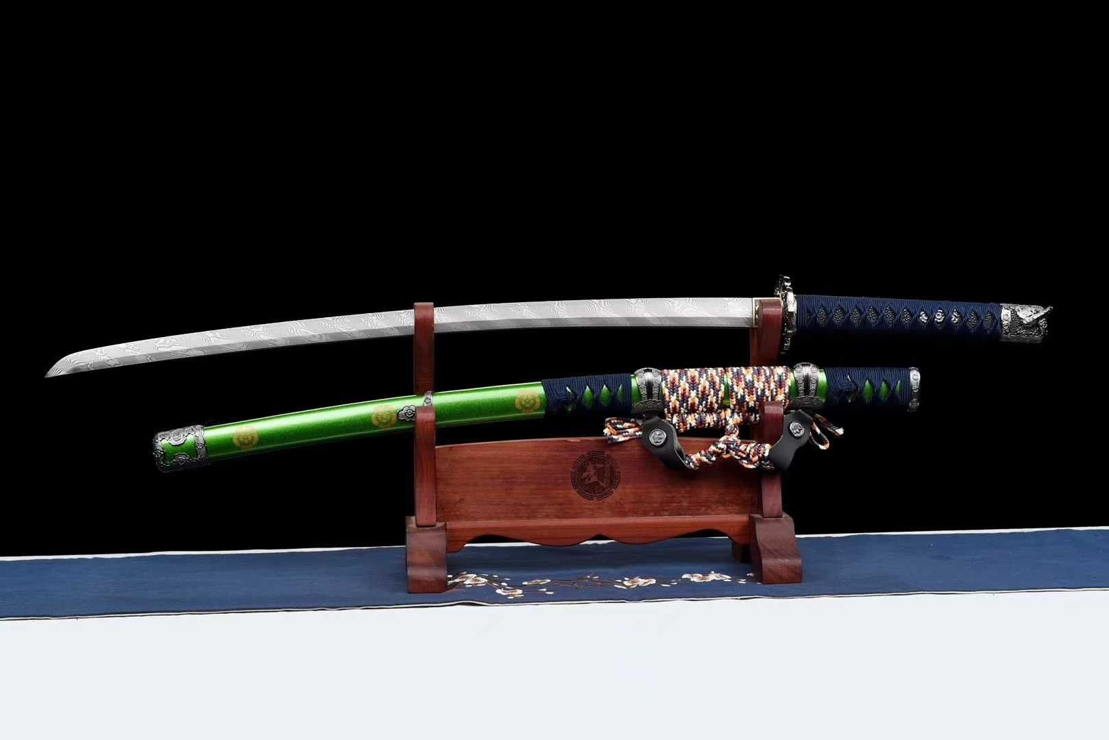 Kiếm Nhật Tachi Tướng Quân Hộ Thân – Thép Vân Sóng Xoắn Cao Cấp – Sự Kết Hợp Hoàn Hảo Giữa Sức Mạnh & Thẩm Mỹ